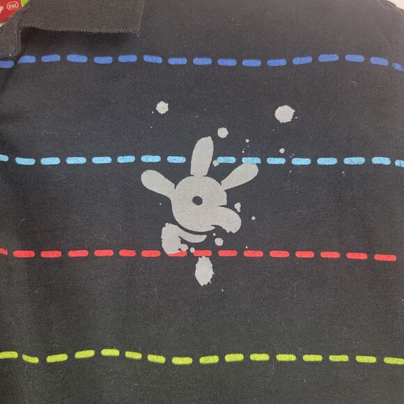 1928 for Disney Mens Size 2XL Multicolor Striped Cotton Y2K Polo - Picture 4 of 8